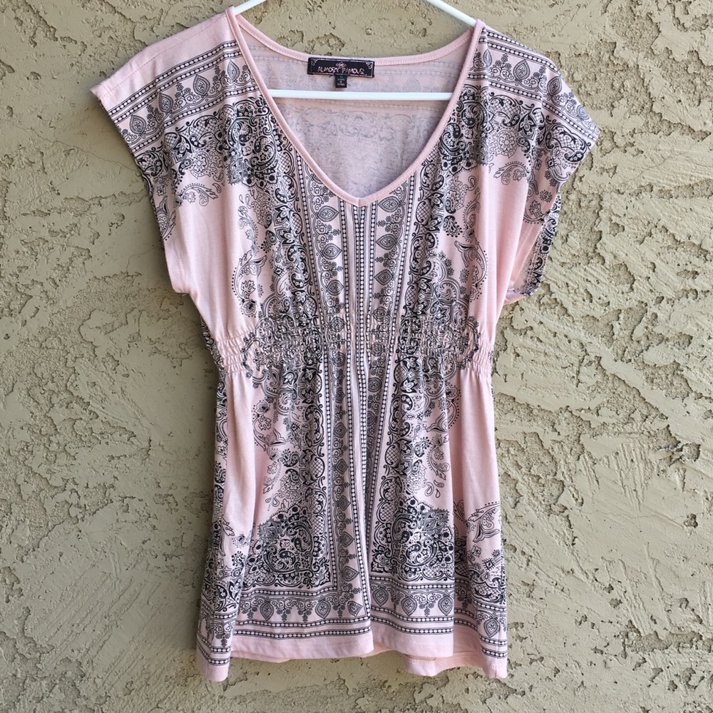 Light Pink Scarf Style Bandana Blouse Summer Top
